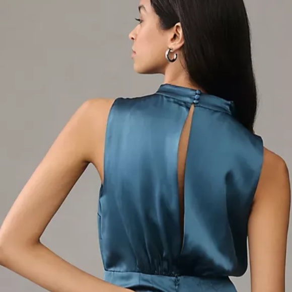 Brand New Gorgeous BY ANTHROPOLOGIE MOCK-NECK DRAPED SILK DRESS - Picture 5 of 13